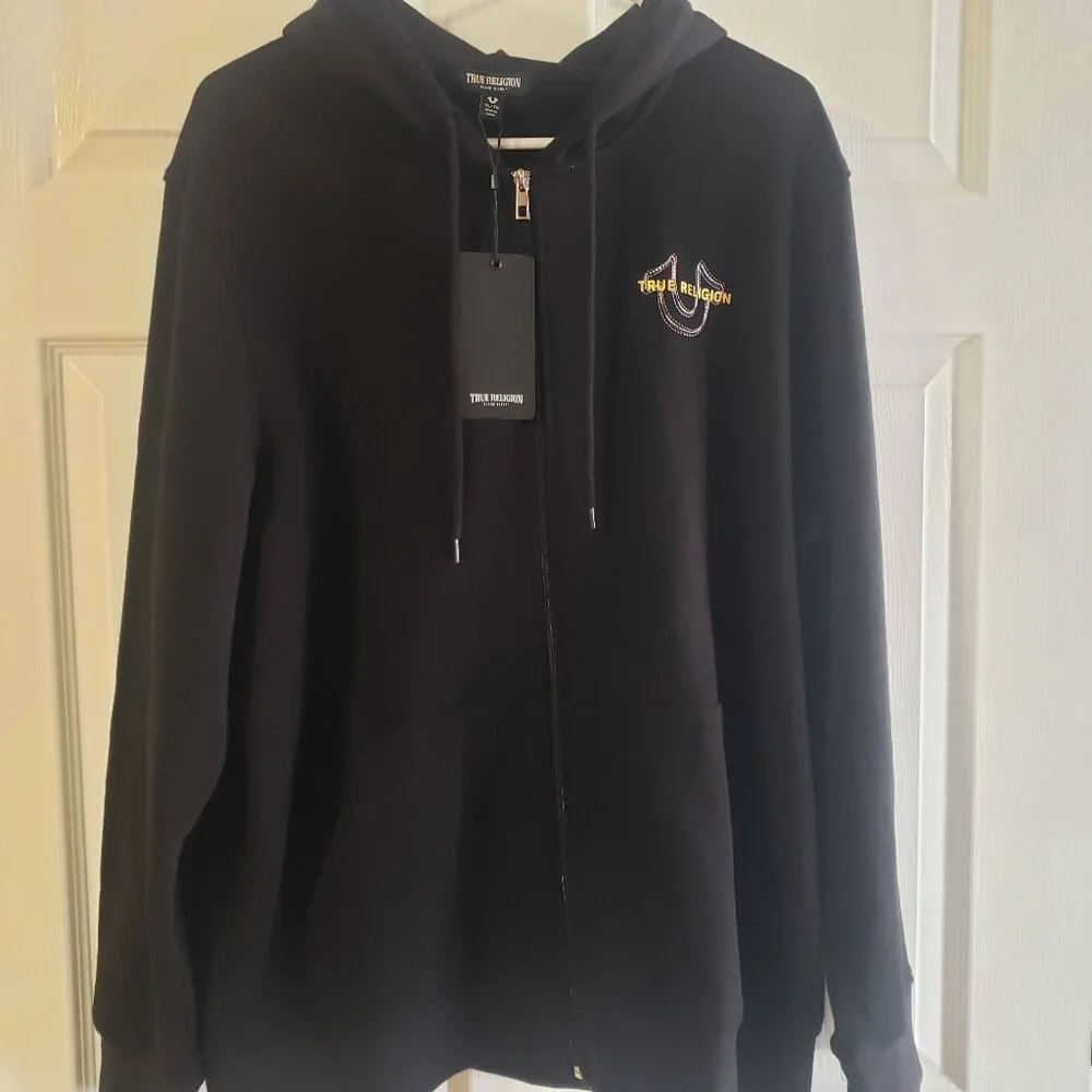 True Religion Men's Horseshoe Full-Zip Hoodie Black Size XL New with‎ Tags